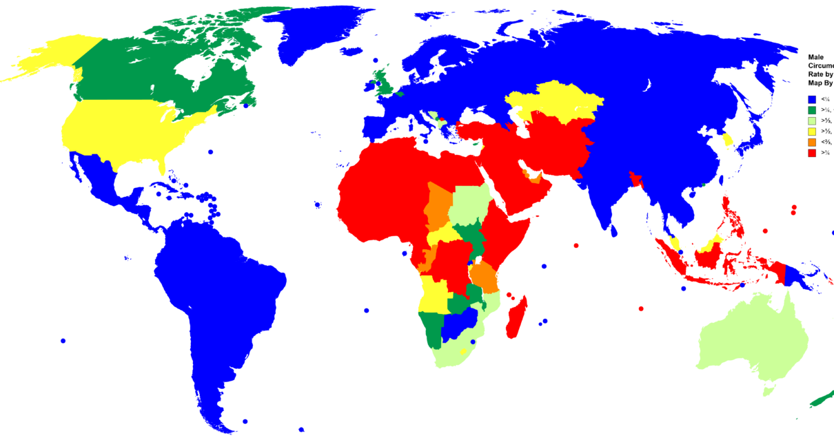 circumcision/superincision prevalence map